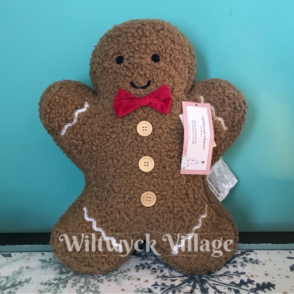 Cupcakes and Cashmere Sherpa Gingerbread Man Pillow - Picture 1 of 7